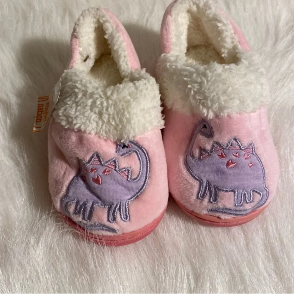 Wonder‎ Nation Girls Slippers Size 7-8 New With Tags Pink Slip On-Off
